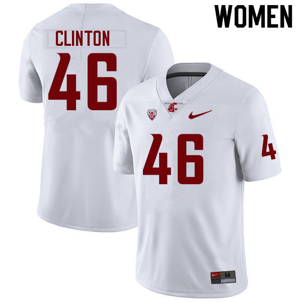 Women #46 Dylan Clinton Washington State Cougars College Football Jerseys Sale-White